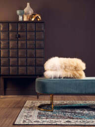 Ivory Ottoman Bench – Green Velvet with Gold Legs - thumbnail 6