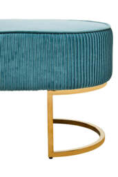 Ivory Ottoman Bench – Green Velvet with Gold Legs - thumbnail 2