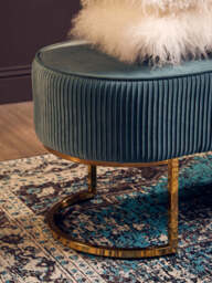 Ivory Ottoman Bench – Green Velvet with Gold Legs - thumbnail 4