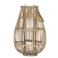 Medium Ellipse Wicker Lantern with Glass Candle Holder - thumbnail 1