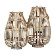Medium Ellipse Wicker Lantern with Glass Candle Holder - thumbnail 5