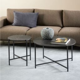 Lamoine Round Coffee Table in Matt Black - thumbnail 1