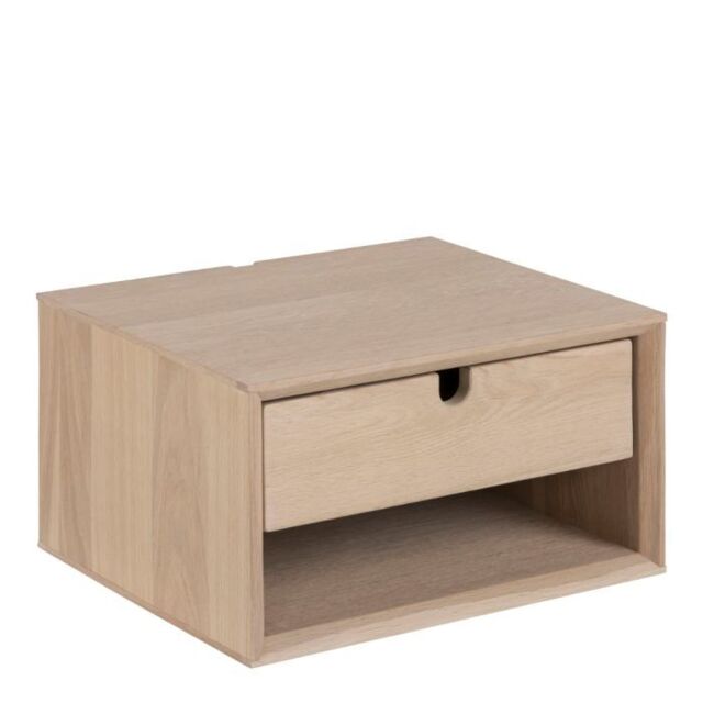 Century 1 Drawer Wall Mounted Bedside Table in Oak - image 1