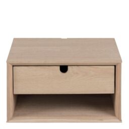 Century 1 Drawer Wall Mounted Bedside Table in Oak - thumbnail 2