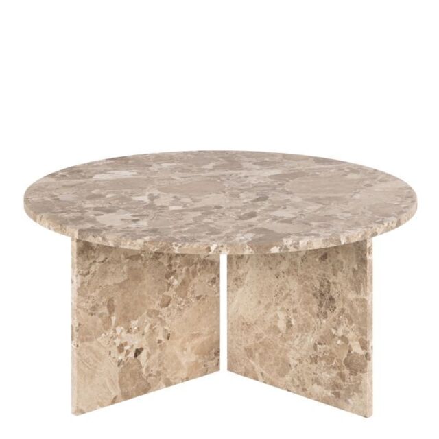 Vega Round Coffee Table with Brown Marble Top 90cm - image 1