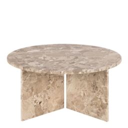 Vega Round Coffee Table with Brown Marble Top  90cm