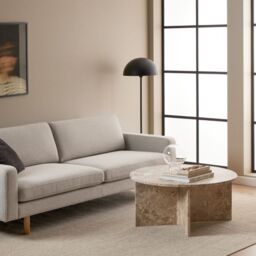 Vega Round Coffee Table with Brown Marble Top  90cm - thumbnail 2