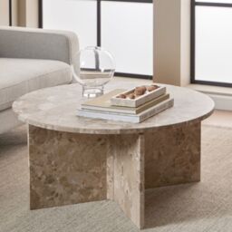 Vega Round Coffee Table with Brown Marble Top  90cm - thumbnail 3