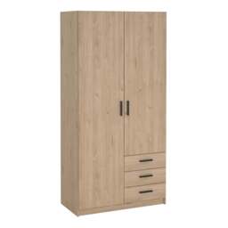 Sprint Wardrobe with 2 Doors + 3 Drawers in Jackson Hickory