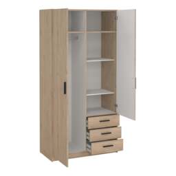Sprint Wardrobe with 2 Doors + 3 Drawers in Jackson Hickory - thumbnail 5