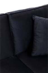 Capri Three-Seater Black Velvet Chaise Sofa - thumbnail 6