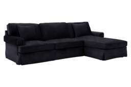 Capri Three-Seater Black Velvet Chaise Sofa - thumbnail 1