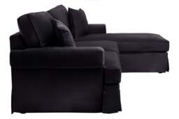 Capri Three-Seater Black Velvet Chaise Sofa - thumbnail 2