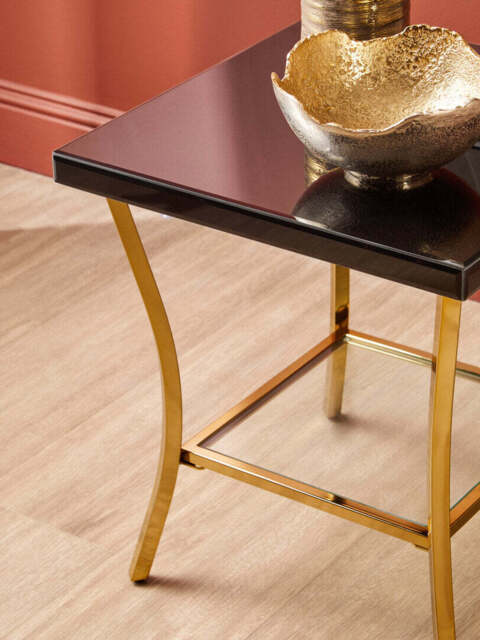 Vireo Townhouse Black Mirror Side Table – Gold Legs - image 1
