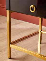 Vireo Townhouse Black Mirror Side Table – Gold Legs - thumbnail 4