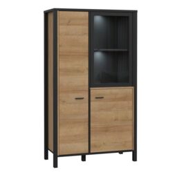 High Rock Small Display Cabinet in Matt Black/Riviera Oak - thumbnail 4