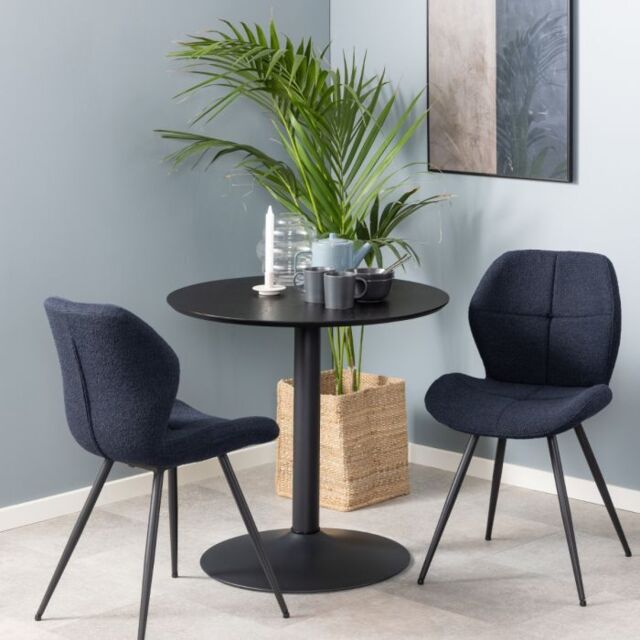 Ibiza Small Round Café Table with Black Ash Top and Matt Black Base - image 1