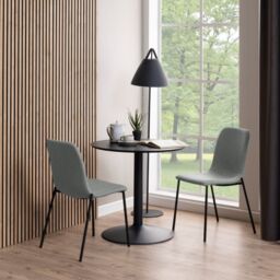 Ibiza Small Round Café Table with Black Ash Top and Matt Black Base - thumbnail 3