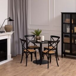 Ibiza Small Round Café Table with Black Ash Top and Matt Black Base - thumbnail 2