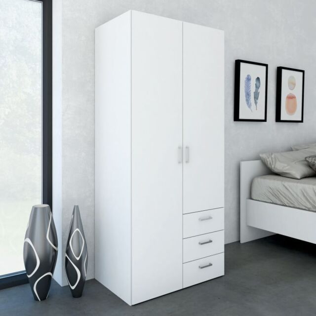 Space Wardrobe with 2 doors + 3 drawers White 1750 - image 1
