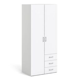 Space Wardrobe with 2 doors + 3 drawers White 1750 - thumbnail 2