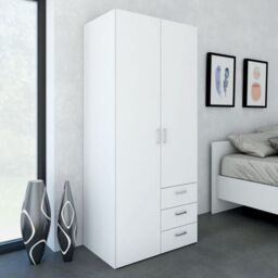 Space Wardrobe with 2 doors + 3 drawers White 1750 - thumbnail 1