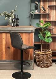 Junelle Gas Lift Bar Stool Vegan Leather Grey SET OF 2 - thumbnail 4