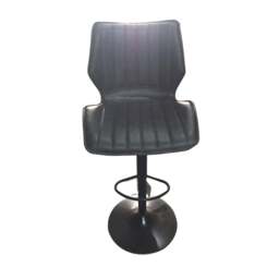 Junelle Gas Lift Bar Stool Vegan Leather Grey SET OF 2 - thumbnail 3
