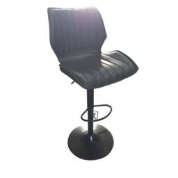 Junelle Gas Lift Bar Stool Vegan Leather Grey SET OF 2 - thumbnail 2