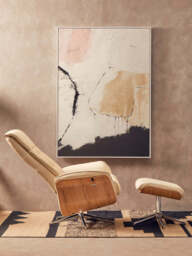 Canvas Recliner & Footstool – Ivory Leather Effect - thumbnail 6