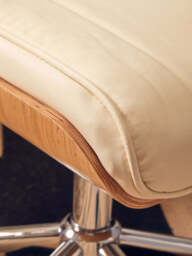 Canvas Recliner & Footstool – Ivory Leather Effect - thumbnail 3