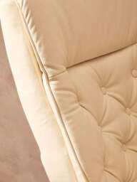Canvas Recliner & Footstool – Ivory Leather Effect - thumbnail 2