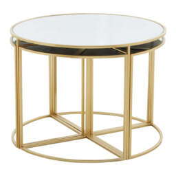 Langford Mirrored Nesting Tables – Gold Frame (Set of 5) - thumbnail 1