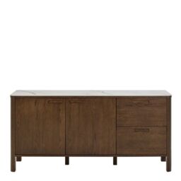 Southampton Sideboard With 2 Doors 2 Drawers and 2 Shelves in Cream Ceramic - thumbnail 4