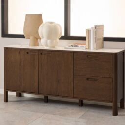 Southampton Sideboard With 2 Doors 2 Drawers and 2 Shelves in Cream Ceramic - thumbnail 2