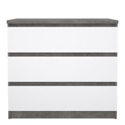 Naia Chest of 3 Drawers in Concrete and White High Gloss - thumbnail 3