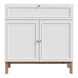 Wensley Console Table with 2 Doors & 1 Drawer in Light Grey and Oak  Modern Hallway Storage - thumbnail 2