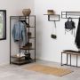 Seaford Black Metal Clothes Rack with 5 Oak Shelves - thumbnail 5