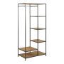 Seaford Black Metal Clothes Rack with 5 Oak Shelves - thumbnail 1