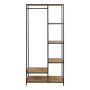 Seaford Black Metal Clothes Rack with 5 Oak Shelves - thumbnail 2