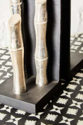 Alderbrook Bamboo Effect Bookends – Silver Finish (Set of 2) - thumbnail 2