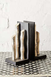 Alderbrook Bamboo Effect Bookends – Silver Finish (Set of 2) - thumbnail 3