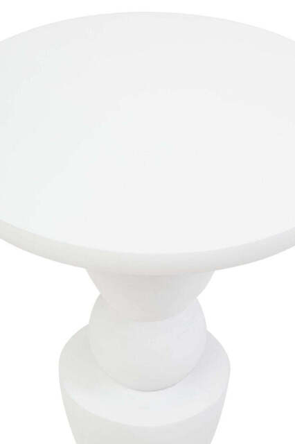Knutsford Whitewash Mango Wood Circle Column Detail Side Table – Sculptural Accent Table - image 1