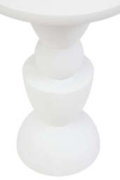 Knutsford Whitewash Mango Wood Circle Column Detail Side Table – Sculptural Accent Table - thumbnail 2