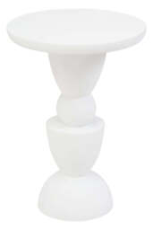 Knutsford Whitewash Mango Wood Circle Column Detail Side Table – Sculptural Accent Table - thumbnail 4