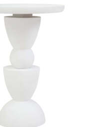 Knutsford Whitewash Mango Wood Circle Column Detail Side Table – Sculptural Accent Table - thumbnail 3