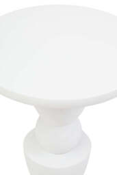 Knutsford Whitewash Mango Wood Circle Column Detail Side Table – Sculptural Accent Table
