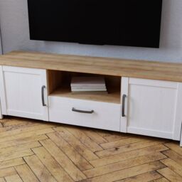 Bohol TV Unit with 2 Doors and 1 Drawer in White and Oak Finish - thumbnail 4