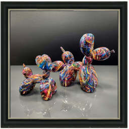 MD421 GRAFFITI  BALLOON DOGS - 40x40 / Silver Mirror / PLAIN - thumbnail 1