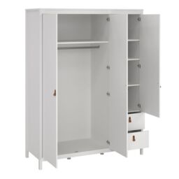 Barcelona Wardrobe – 2 Door + 1 Mirrored Door with 2 Drawers in White Finish - thumbnail 4